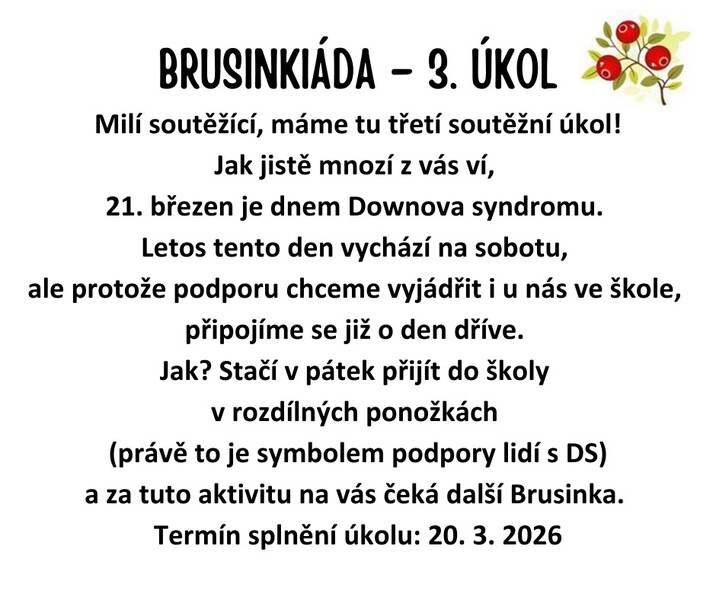 BRUSINKIÁDA  3. ÚKOL
