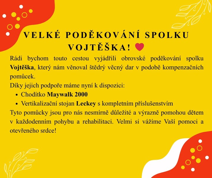 Poděkování spolku Vojtěška