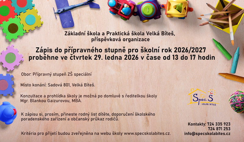 Zápis do PSS 2026-2027 menší vel